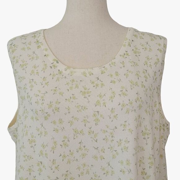 Elizabeth By Liz Claiborne Cream Floral Patterned Sleeveless Sweater Size 2 - Picture 4 of 7